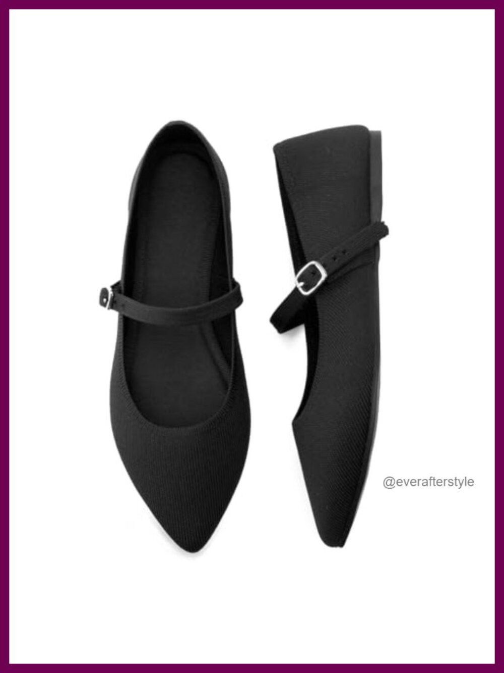Pointed Toe Knit Ballet Flats Adjustable Strap Washable Comfortable Work Office